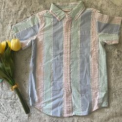 Janie and Jack Boys Pastel Seersucker Button-Down Shirt Size 7