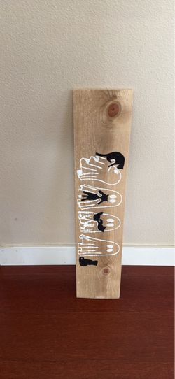 Handmade Halloween Wooden Sign with Ghosts and Cats