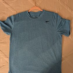 Nike Dri Fit Shirt Mens L Blue Short Sleeve Breathe Tee Training Gym 0915