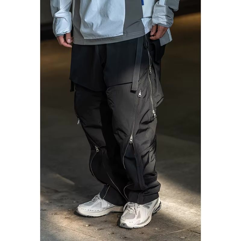 RL | REINDEE LUSION Functional silver metal four-zip overlapping structure straight tapered trousers