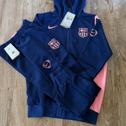 Fc Barcelona/Nike Full Zip Up Jacket Fleece With Pants 