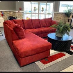 L Shape 2 Piece Huge Cozy Red Couch Setional / Living Room Set 👌 Color Options👈 Financing Available👍