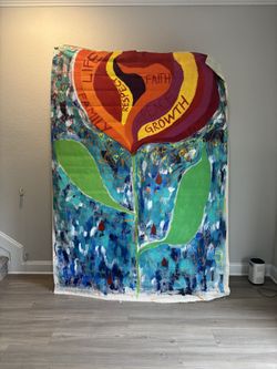 Huge Original Painting Acrylic Canvas Flower Tulip Art