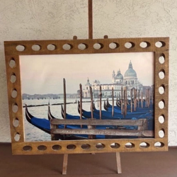 One Large Wall Art Carved Wood Frame With Venice Italy Print Picture