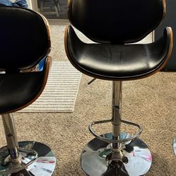 Barstool with Curved Back and Vinyl Seat - 