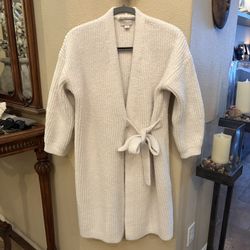 BAREFOOT DREAMS CozyChic White Ribbed Soft Cozy Robe Size Small
