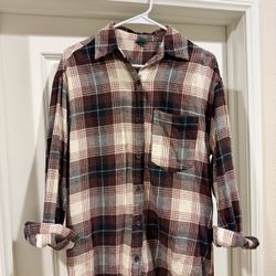 Brand New Women’s oversized Brown/Cream Flannel, size XS🤎