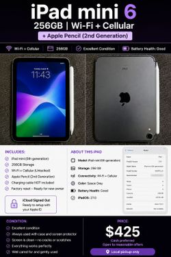 Ipad Mini  6th Gen LTE and Wifi