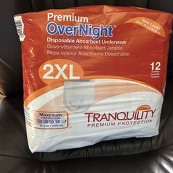Tranquility Premium Overnight Disposable Absorbent Underwear Size 2XL