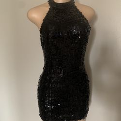 Short Black Sequin Dress Size S Thumbnail