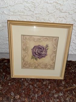 Framed Purple Rose Wall Art – Elegant Floral Décor