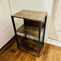 Wood Side End Table Nightstand Bookshelves Size Length 16", Width 12", Height 26" New condition 