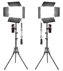 2 Pack LED Video Light Kit with Barn Door