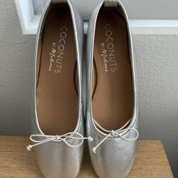 Silver Metallic Handmade Leather Ballet Flats