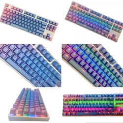 Pink Blue Purple Keyboard Custom Key Caps RGB LED Rainbow Backlit K550 NEW