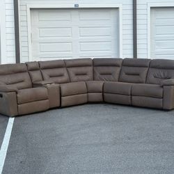 BROWN MANUAL RECLINING 6 PIECES SECTIONAL COUCH IN GREAT CONDITION DELIVERY AVAILABLE 🚚