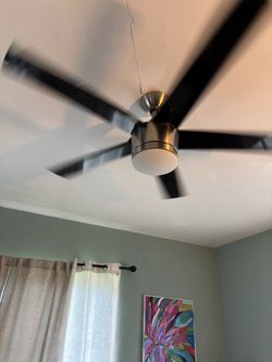 Ceiling Fan with Light Brushed Nickel and a remote controller