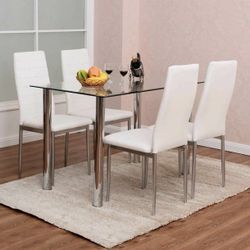 New White Dining Room Set ( Dining Table And 4 Dining Chairs ) 
