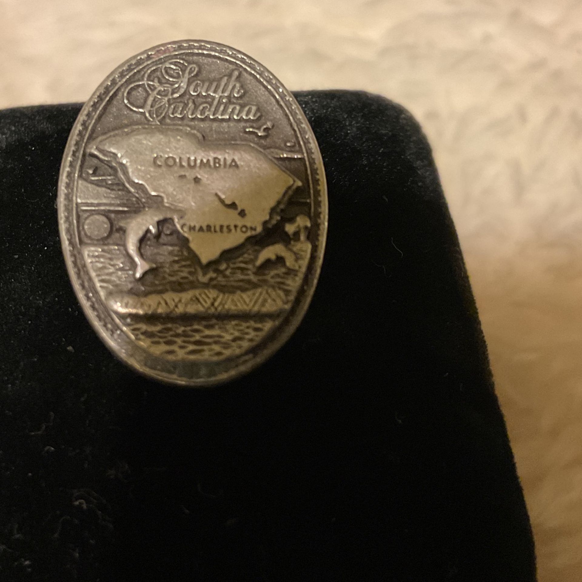 Vintage Solid Pewter Charleston/Columbus South Carolina Brooch (PHOTO ARTS)