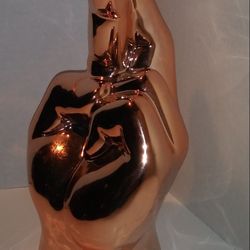 Rose Gold Fingers Crossed Statue 10 Inches