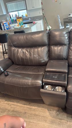 Dark brown leather couch