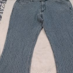 Blue Textured Knit Pants