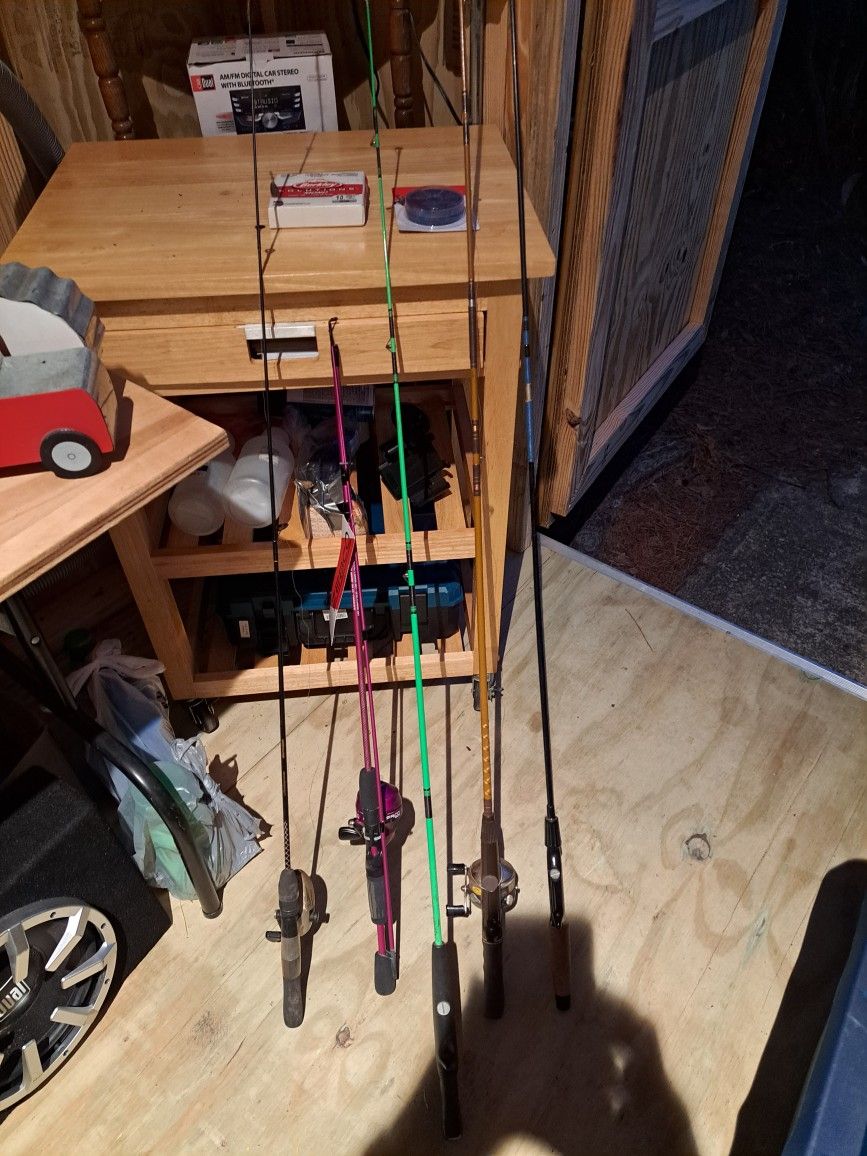 Fishing Rods With Hooks And String