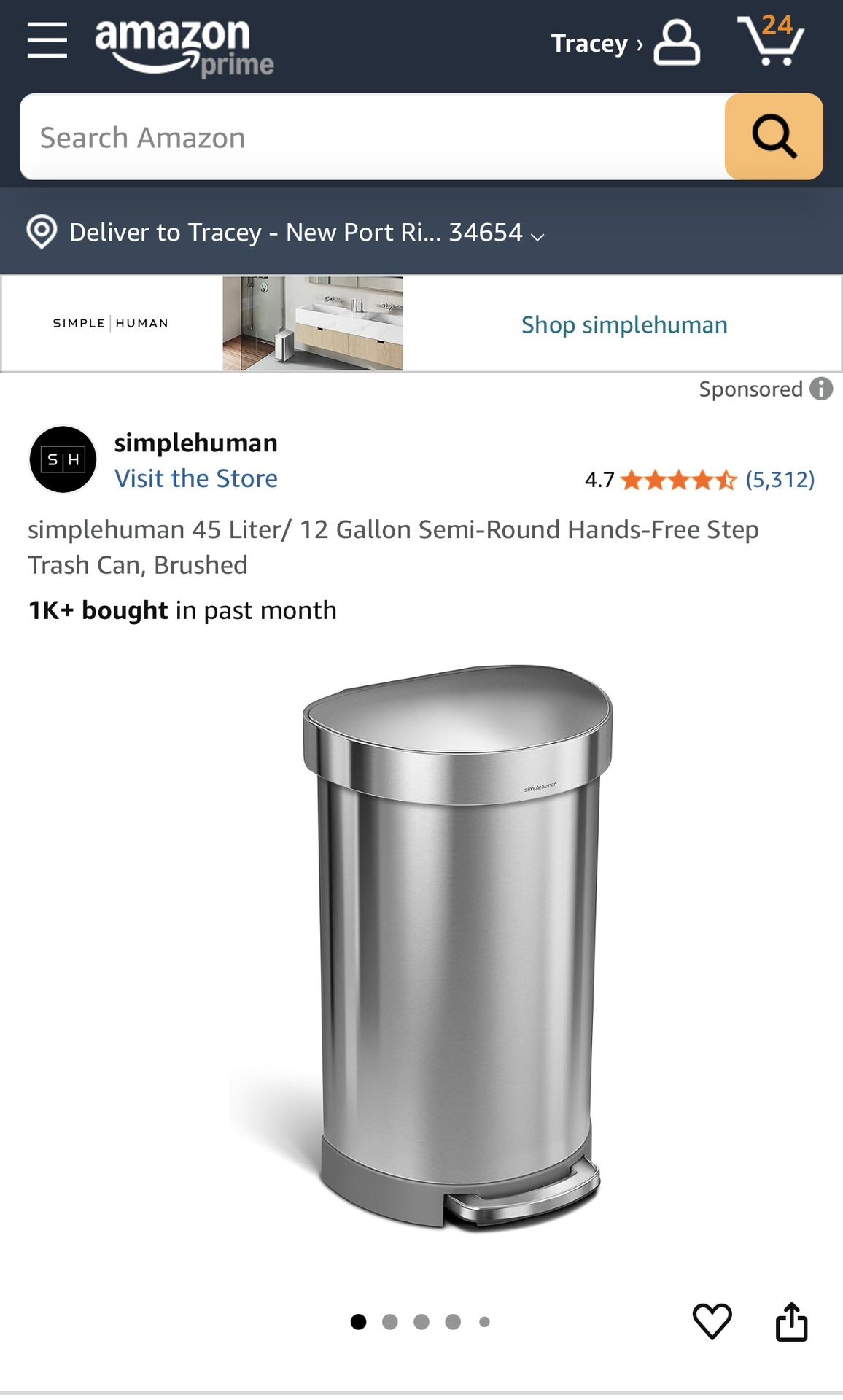 Simplehuman 45 Liter Trash Can - Mint! 