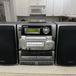 Aiwa radio recorder and CD player. It turns on and the radio, CD player, and cassette player work. But sometimes it makes a noise.