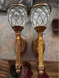 2 bronze antique sconces