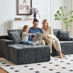 Boneless Couch, L Shaped Cloud Sectional Couches for Living Room, Comfy Fluffy Modular Sectional Sofa, Deep Seat Memory Foam Lounger with Left Facing 