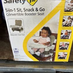 New, Safety 1ˢᵗ Deluxe Sit, Snack &amp; Go Convertible Booster, Olive, Toddler