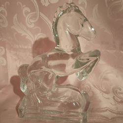 Vintage Heavy Crystal Rearing Horse 