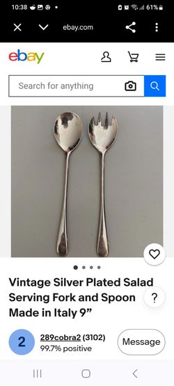 Vtg. Silver Plated Salad Serving Fork and Spoon.