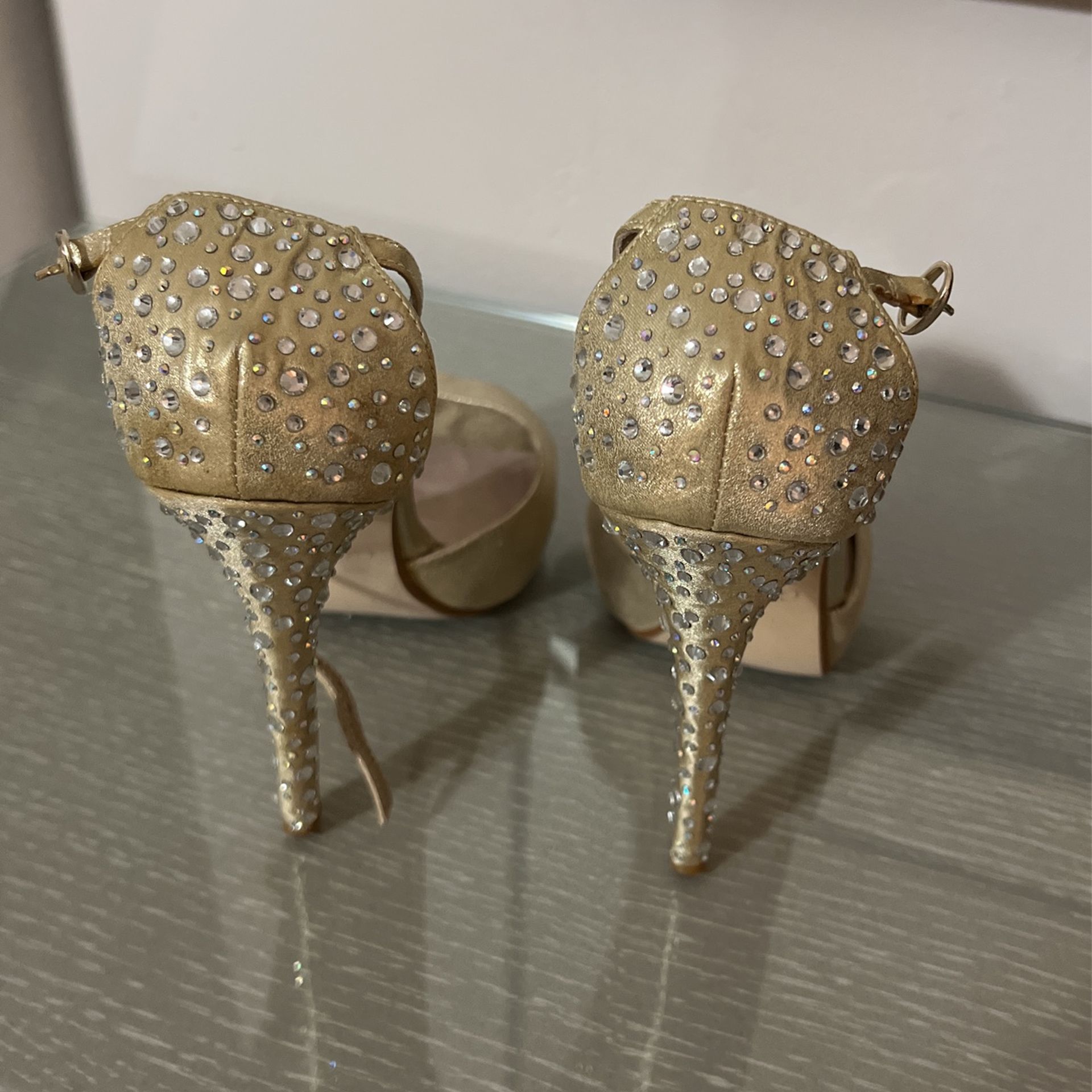 Gold Shoes With Rhinestones