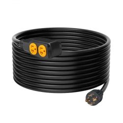 VEVOR 30-Amp Generator Extension Cord, 25 Feet, 125V 3750W Heavy Duty Generator Outdoor Power Cord, NEMA L14-30P / Four NEMA 5-20R STJW Flexible Power