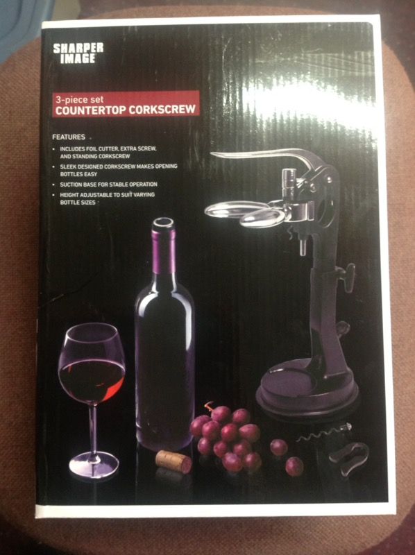 Sharper Image Countertop Corkscrew 3 Piece Set-- BRAND NEW