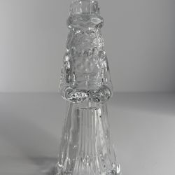 Clear Glass Santa Figurine Candle Holder Vintage Christmas Decor