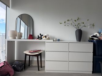 6-Drawer Dresser w/ Expandable Makeup Vanity / L-Shaped Desk Combo