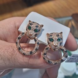 14k Rose Gold Cartier Style Panther Earings