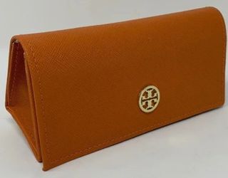 Tory Burch Orange and Gold Logo Eyeglass Case