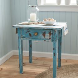 Solid Pine Handcrafted Accent Table – Coastal Farmhouse Style