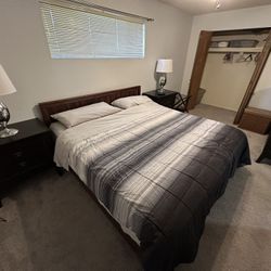 2 Lamps One Large Dresser With Mirror AND 2 Night Stands Mirror 