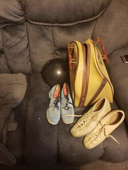 Bowling ball with bag and shoes