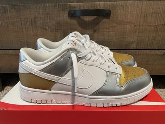 Womens Nike Dunk Low SE Gold/White-Silver