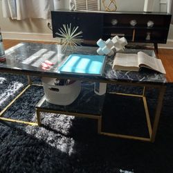 Black Marble Coffee Table with Gold Frame