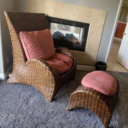 Wicker Chair With Ottoman 