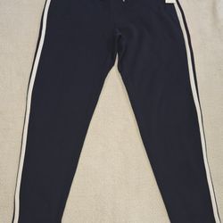 Nautica Sweat Pants Womens Medium Navy Side-stripe Drawstring