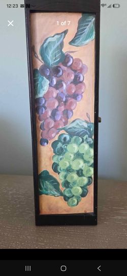 Wooden Wine Box with Grape Artwork
