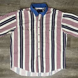 VTG Wrangler Shirt Men XL Thick Canvas X-Long Tails Cowboy Western USA Made 90s